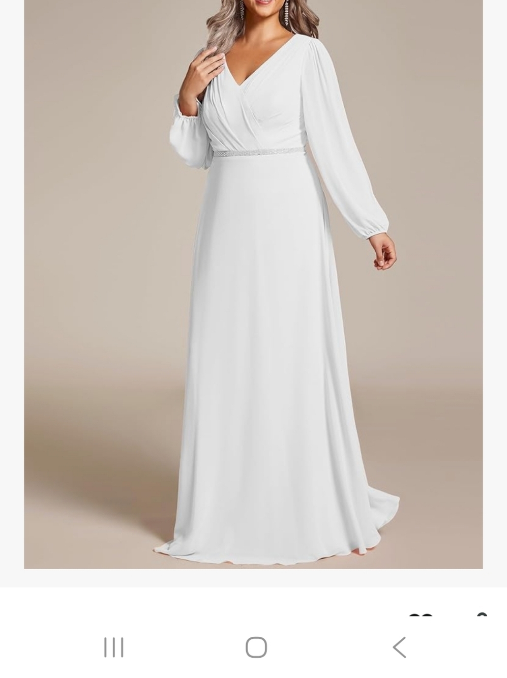 Ever Pretty 4X (3X) Elegant White Long-Sleeve Dress - Picture 12 of 14